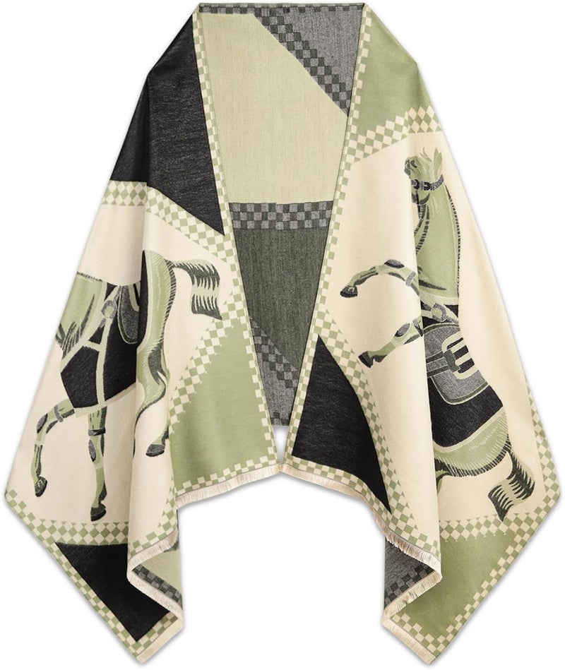 EXTREE Scarfs for Women Pashmina Silky Shawl Wrap for Evening Dressing Blanket Open Front Poncho Cape - Image 1